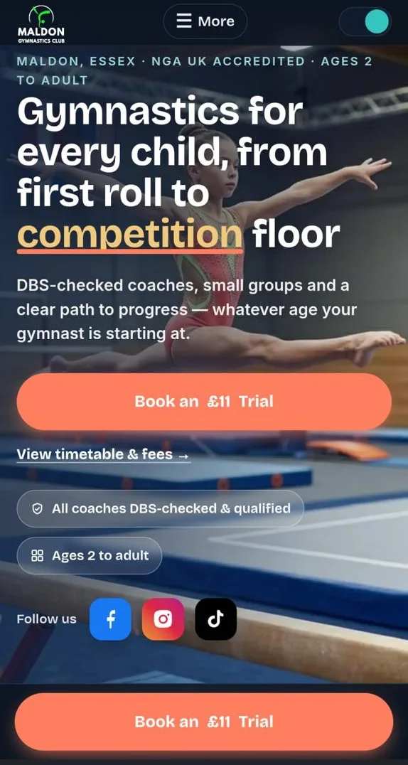 Maldon Gymnastics Club — family gymnastics website